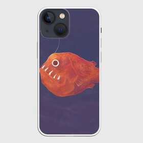 Чехол для iPhone 13 mini с принтом Удильщик в городе Новоалтайск,  |  | арт | глубина | глубина моря | глубина океана | дно | дно морское | море | морской чёрт | океан | природа | рисунок | рыба | тьма | удильщик | фонарик | фонарь | хищник