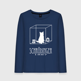 Женский лонгслив хлопок с принтом КОТ ШРЁДИНГЕРА / SCHRODINGER в городе Новоалтайск, 100% хлопок |  | cat schrodinger | и нет и есть. | исследования | квантовая механика | кот шрёдингера | котик | мем | наука | эксперименты