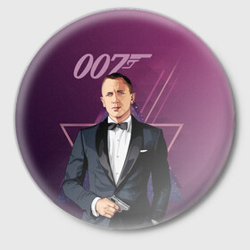 Значок с принтом агент 007 Джеймс Бонд в городе Новоалтайск,  металл | круглая форма, металлическая застежка в виде булавки | Тематика изображения на принте: 007 | bond | james bond | no time to die | бонд | джеймс бонд | кино | не время умирать