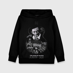 Детская толстовка 3D с принтом JOHNNY CASH в городе Новоалтайск, 100% полиэстер | двухслойный капюшон со шнурком для регулировки, мягкие манжеты на рукавах и по низу толстовки, спереди карман-кенгуру с мягким внутренним слоем | black | blues | cash | dark | guitar | johnny | man | rock | usa | блюз | гитара | джони | джонни | кэш | музыка | разное | рок | сша | человек | черный