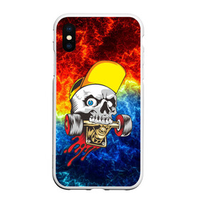 Чехол для iPhone XS Max матовый с принтом Череп со скейтом в городе Новоалтайск, Силикон | Область печати: задняя сторона чехла, без боковых панелей | extreme | скейт | скейтер | скелет | скорость | череп | экстрим