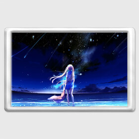 Магнит 45*70 с принтом Animegirl Night Sea в городе Новоалтайск, Пластик | Размер: 78*52 мм; Размер печати: 70*45 | аниме девушка | градиент | девочка | звезды | луна | море | на каждый день | небо | облака | океан | персонаж | синее | синий