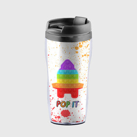 Термокружка-непроливайка с принтом Pop It - Rocket - Paint в городе Новоалтайск, внутренняя часть — пищевой пластик, наружная часть — прозрачный пластик, между ними — полиграфическая вставка с рисунком | объем — 350 мл, герметичная крышка | Тематика изображения на принте: 2021 | anti | dimple | fidget | paint | pop it | popit | rocket | simple | simpledimple | stress | trend | trends | анти | брызги | димпл | краска | поп ит | симпл | стресс | тренд | тренды | фиджет