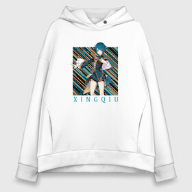 Женское худи Oversize хлопок с принтом Син Цю Genshin Impact в городе Новоалтайск, френч-терри — 70% хлопок, 30% полиэстер. Мягкий теплый начес внутри —100% хлопок | боковые карманы, эластичные манжеты и нижняя кромка, капюшон на магнитной кнопке | action | game | genshin impact | rpg | xingqiu | аниме | геншин импакт | геншин удар | гидро | игра | мир | молитва | син цю | фэй юнь