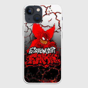 Чехол для iPhone 13 mini с принтом Friday Night Funkin Tricky One в городе Новоалтайск,  |  | black | character | clown | demon | fire | fnf | friday night funkin | red | tricky | white | белый | буквы | демон | игра | картинка | клоун | красный | логотип | микрофон | огонь | персонаж | рисовка | трещины | трики | фрайдей | черный