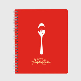 Тетрадь с принтом Amelie Poulain в городе Новоалтайск, 100% бумага | 48 листов, плотность листов — 60 г/м2, плотность картонной обложки — 250 г/м2. Листы скреплены сбоку удобной пружинной спиралью. Уголки страниц и обложки скругленные. Цвет линий — светло-серый
 | Тематика изображения на принте: amelie | french comedy | reflection | spoon | the fabulous destiny of amelie poulain | амели | комедия | ложка | невероятная судьба амели пулен | отражение | романтическая | французская