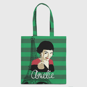 Шоппер 3D с принтом Amelie в городе Новоалтайск, 100% полиэстер | Плотность: 200 г/м2; Размер: 34×35 см; Высота лямок: 30 см | amelie | eiffel tower | french comedy | holding a spoon | paris | the fabulous destiny of amelie poulain | амели | держит ложку | комедия | невероятная судьба амели пулен | париж | романтическая | французская | эйфелева башня
