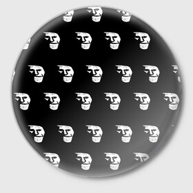 Значок с принтом Dark trollface в городе Новоалтайск,  металл | круглая форма, металлическая застежка в виде булавки | creepypasta | scary | мем | мрак | троллфейс