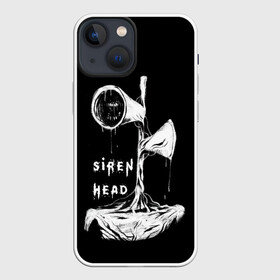 Чехол для iPhone 13 mini с принтом Сиреноголовый ЧБ Siren Head в городе Новоалтайск,  |  | forest | games | monster | night | siren head | детям | игры | лес | монстр | надпись | ночь | сирена | сиреноголовый | солнце | страшилка | текст | темно | туман | ужастик | хоррор