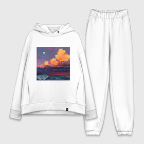 Женский костюм хлопок Oversize с принтом Закат на море в городе Новоалтайск,  |  | 8 bit | 8 бит | игры | пейзаж | пиксель арт