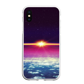 Чехол для iPhone XS Max матовый с принтом МЕЖДУ НЕБОМ И ЗЕМЛЁЙ в городе Новоалтайск, Силикон | Область печати: задняя сторона чехла, без боковых панелей | земля | космос | лучи. звёзды | облака | рассвет | солнце