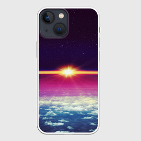 Чехол для iPhone 13 mini с принтом МЕЖДУ НЕБОМ И ЗЕМЛЁЙ в городе Новоалтайск,  |  | земля | космос | лучи. звёзды | облака | рассвет | солнце