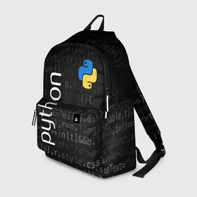 Рюкзак 3D с принтом PYTHON / ПАЙТОН в городе Новоалтайск, 100% полиэстер | лямки с регулируемой длиной, сверху петелька, чтобы рюкзак можно было повесить на вешалку. Основное отделение закрывается на молнию, как и внешний карман. Внутри два дополнительных кармана, один из которых закрывается на молнию. По бокам два дополнительных кармашка | big data | hacker | it | python | айти | база данных | взлом | искусственный интелект. | кодер | нейросети | пайтон | питон | прогер | программирование | программист | разработчик | хакер | языки программирования