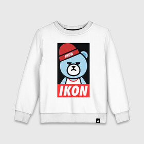 Детский свитшот хлопок с принтом IKON YG Bear Dope  в городе Новоалтайск, 100% хлопок | круглый вырез горловины, эластичные манжеты, пояс и воротник | ikon yg bear dope | korean | kpop | obey | медведь | подчинись | подчиняйся