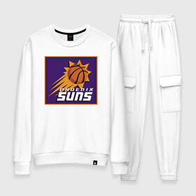 Женский костюм хлопок с принтом Phoenix Suns в городе Новоалтайск, 100% хлопок | на свитшоте круглая горловина, мягкая резинка по низу. Брюки заужены к низу, на них два вида карманов: два 