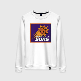 Женский свитшот хлопок с принтом Phoenix Suns в городе Новоалтайск, 100% хлопок | прямой крой, круглый вырез, на манжетах и по низу широкая трикотажная резинка  | basketball | mvp | nba | phoenix | sport | streetball | suns | аризона | баскетбол | игра | крис пол | мяч | нба | санс | спорт | стритбол | тренер | финикс | чемпион