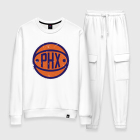 Женский костюм хлопок с принтом NBA - PHX в городе Новоалтайск, 100% хлопок | на свитшоте круглая горловина, мягкая резинка по низу. Брюки заужены к низу, на них два вида карманов: два 