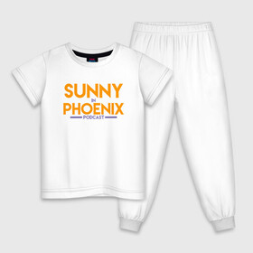 Детская пижама хлопок с принтом Sunny In Phoenix в городе Новоалтайск, 100% хлопок |  брюки и футболка прямого кроя, без карманов, на брюках мягкая резинка на поясе и по низу штанин
 | basketball | mvp | nba | phoenix | sport | streetball | suns | аризона | баскетбол | игра | крис пол | мяч | нба | санс | спорт | стритбол | тренер | финикс | чемпион