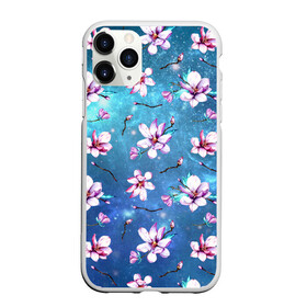 Чехол для iPhone 11 Pro матовый с принтом Вечер с магнолией в городе Новоалтайск, Силикон |  | бутоны | вечер | вечернее небо | девушкам | женский | женственный | звезды | космический | космос | магнолия | светлячки | сказочный | сказочный вечер | цветочки | цветочный | цветущая магнолия