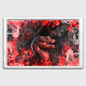 Магнит 45*70 с принтом Опасный Динозавр | Red Dino (Z) в городе Новоалтайск, Пластик | Размер: 78*52 мм; Размер печати: 70*45 | Тематика изображения на принте: dino | dinosauria | red dino | t rex | ti rex | дино | динозавр | красный динозавр | парк юрского | т рекс | ти рекс | хищник | чудовище | юрский период | ящер | ящерица