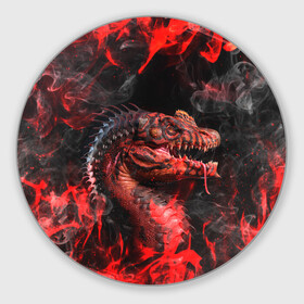Коврик для мышки круглый с принтом Опасный Динозавр | Red Dino (Z) в городе Новоалтайск, резина и полиэстер | круглая форма, изображение наносится на всю лицевую часть | Тематика изображения на принте: dino | dinosauria | red dino | t rex | ti rex | дино | динозавр | красный динозавр | парк юрского | т рекс | ти рекс | хищник | чудовище | юрский период | ящер | ящерица