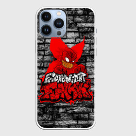 Чехол для iPhone 13 Pro Max с принтом Friday Night Funkin TrickyWall в городе Новоалтайск,  |  | Тематика изображения на принте: black | brick | character | clown | demon | fire | fnf | friday night funkin | red | tricky | white | белый | буквы | демон | игра | картинка | кирпич | клоун | красный | логотип | микрофон | огонь | персонаж | рисовка | трещины | трики | фра