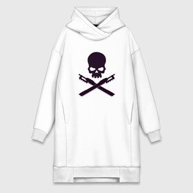 Платье-худи хлопок с принтом Warhammer Roger в городе Новоалтайск,  |  | chainsword | jolly roger | pirate | skull | warhammer | вархаммер | пиломеч | пиратский флаг | череп