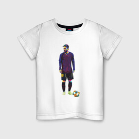 Детская футболка хлопок с принтом Messi - Football в городе Новоалтайск, 100% хлопок | круглый вырез горловины, полуприлегающий силуэт, длина до линии бедер | argentina | barca | barcelona | football | lionel | messi | spain | sport | аргентина | барса | барселона | гол | золотой мяч | игрок | испания | камп ноу | лионель | месси | мяч | спорт | тренер | футбол | чемпион |