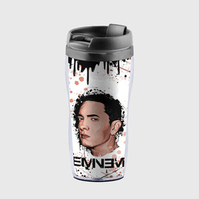 Термокружка-непроливайка с принтом EMINEM | ЭМИНЕМ (Z) в городе Новоалтайск, внутренняя часть — пищевой пластик, наружная часть — прозрачный пластик, между ними — полиграфическая вставка с рисунком | объем — 350 мл, герметичная крышка | eminem | rap | еминем | зарубежный реп | реп | эминем
