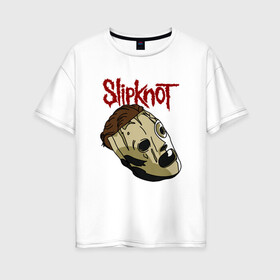 Женская футболка хлопок Oversize с принтом КОРИ ТЕЙЛОР | SLIPKNOT | СЛИПКНОТ (Z) в городе Новоалтайск, 100% хлопок | свободный крой, круглый ворот, спущенный рукав, длина до линии бедер
 | rock | slipknot | кори тейлор | петля | рок | скользящий узел | слипкнот | тяжелый рок | удавка