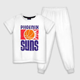 Детская пижама хлопок с принтом Phoenix Suns в городе Новоалтайск, 100% хлопок |  брюки и футболка прямого кроя, без карманов, на брюках мягкая резинка на поясе и по низу штанин
 | basketball | mvp | nba | phoenix | sport | streetball | suns | аризона | баскетбол | игра | крис пол | мяч | нба | санс | спорт | стритбол | тренер | финикс | чемпион