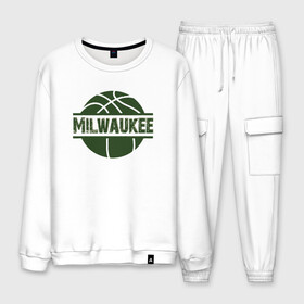 Мужской костюм хлопок с принтом Milwaukee Ball в городе Новоалтайск, 100% хлопок | на свитшоте круглая горловина, мягкая резинка по низу. Брюки заужены к низу, на них два вида карманов: два “обычных” по бокам и два объемных, с клапанами, расположенные ниже линии бедра. Брюки с мягкой трикотажной резинкой на поясе и по низу штанин. В поясе для дополнительного комфорта — широкие завязки | antetokounmpo | basketball | bucks | giannis | milwaukee | mvp | nba | sport | streetball | адетокумбо | бакс | баскетбол | игра | милуоки | мяч | нба | олень | спорт | стритбол | тренер | чемпион | янис