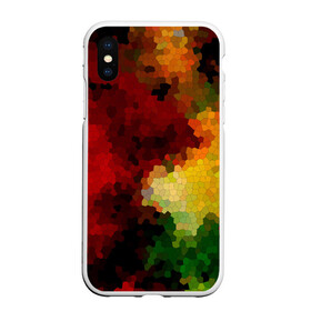Чехол для iPhone XS Max матовый с принтом Абстрактная мазаика витраж     в городе Новоалтайск, Силикон | Область печати: задняя сторона чехла, без боковых панелей | абстрактный | витраж | желтый | красный | мозаика | разноцветный | современный | соты | текстура