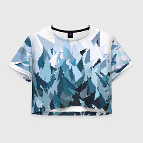 Женская футболка Crop-top 3D с принтом Абстрактная мазаика витраж     в городе Новоалтайск, 100% полиэстер | круглая горловина, длина футболки до линии талии, рукава с отворотами | абстрактный | витраж | мозаика | разноцветный | серый | современный | соты | текстура