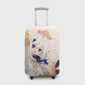 Чехол для чемодана 3D с принтом Genshin Impact, Паймон в городе Новоалтайск, 86% полиэфир, 14% спандекс | двустороннее нанесение принта, прорези для ручек и колес | genshin impact | paimon | геншин импакт | игры | люмин | паймон | персонажи | фея