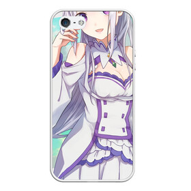 Чехол для iPhone 5/5S матовый с принтом Эмилия - Re:Zero в городе Новоалтайск, Силикон | Область печати: задняя сторона чехла, без боковых панелей | Тематика изображения на принте: emilia | re zero | re: zero | re: zero – жизнь с нуля в другом мире | аниме | вайфу | манга | ре зеро | эмилия