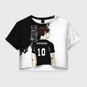 Женская футболка Crop-top 3D с принтом Ринтаро Суна / Suna Rintaro в городе Новоалтайск, 100% полиэстер | круглая горловина, длина футболки до линии талии, рукава с отворотами | Тематика изображения на принте: haikyu | haikyuu | hinata shoyo | rintaro suna | volleyball | аниме волейбол | волейбол | волейбол аниме | ринтаро суна | сёё хината | хината шое | шоё хината