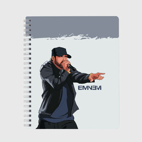Тетрадь с принтом EMINEM | ЭМИНЕМ (Z) в городе Новоалтайск, 100% бумага | 48 листов, плотность листов — 60 г/м2, плотность картонной обложки — 250 г/м2. Листы скреплены сбоку удобной пружинной спиралью. Уголки страниц и обложки скругленные. Цвет линий — светло-серый
 | Тематика изображения на принте: eminem | rap | еминем | зарубежный реп | реп | эминем