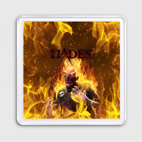 Магнит 55*55 с принтом Hades | Гадес (Z) в городе Новоалтайск, Пластик | Размер: 65*65 мм; Размер печати: 55*55 мм | aid | hades | nyx | roguelike | thanatos | zagreus | аид | гадес | загрей | никс | рогалик | танатос