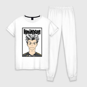 Женская пижама хлопок с принтом Котаро Бокуто Haikyuu!! в городе Новоалтайск, 100% хлопок | брюки и футболка прямого кроя, без карманов, на брюках мягкая резинка на поясе и по низу штанин | bokuto kotaro | haikyu | haikyuu | hinata shoyo | kotaro bokuto | volleyball | аниме волейбол | волейбол | волейбол аниме | котаро бокуто | сёё хината | хината шое | шоё хината