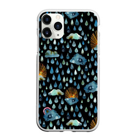 Чехол для iPhone 11 Pro матовый с принтом Дождливая осень.Солнце, облака в городе Новоалтайск, Силикон |  | autumn | pattern | raibow | rain | raindrops | sun | watercolor | акварель | дизайн | дождливый | дождь | закат | капли | коллаж | ливень | морось | непогода | облака | осень | паттерн | погода | природа | радуга | рассвет | солнце