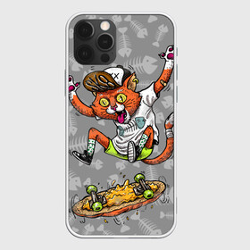 Чехол для iPhone 12 Pro Max с принтом SK8CAT в городе Новоалтайск, Силикон |  | Тематика изображения на принте: cat | fishbone | meow | sk8 | skate | skateboarding | кот | мяу | скейт | скейтбординг