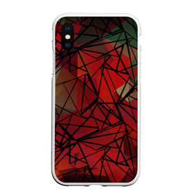 Чехол для iPhone XS Max матовый с принтом Абстрактный геометрический  в городе Новоалтайск, Силикон | Область печати: задняя сторона чехла, без боковых панелей | Тематика изображения на принте: абстрактный | геометрический | зеленый | красный | линии | молодежный | полигональный | современный