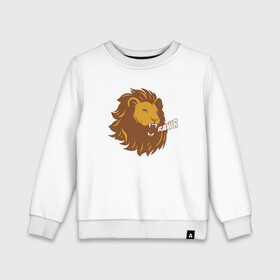 Детский свитшот хлопок с принтом Lion Rawr в городе Новоалтайск, 100% хлопок | круглый вырез горловины, эластичные манжеты, пояс и воротник | animal | cat | lion | африка | животные | зверь | кот | кошка | лев | львенок | львица | тигр | хищник | царь