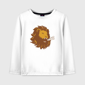 Детский лонгслив хлопок с принтом Lion Rawr в городе Новоалтайск, 100% хлопок | круглый вырез горловины, полуприлегающий силуэт, длина до линии бедер | animal | cat | lion | африка | животные | зверь | кот | кошка | лев | львенок | львица | тигр | хищник | царь
