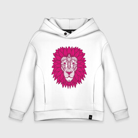 Детское худи Oversize хлопок с принтом Pink Lion в городе Новоалтайск, френч-терри — 70% хлопок, 30% полиэстер. Мягкий теплый начес внутри —100% хлопок | боковые карманы, эластичные манжеты и нижняя кромка, капюшон на магнитной кнопке | animal | cat | lion | африка | животные | зверь | кот | кошка | лев | львенок | львица | тигр | хищник | царь