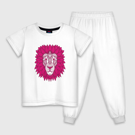 Детская пижама хлопок с принтом Pink Lion в городе Новоалтайск, 100% хлопок |  брюки и футболка прямого кроя, без карманов, на брюках мягкая резинка на поясе и по низу штанин
 | animal | cat | lion | африка | животные | зверь | кот | кошка | лев | львенок | львица | тигр | хищник | царь