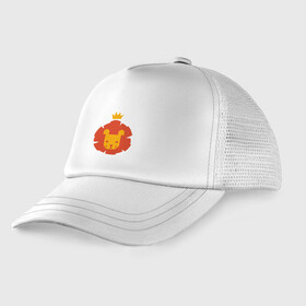 Детская кепка тракер с принтом King Lion в городе Новоалтайск, Козырек - 100% хлопок. Кепка - 100% полиэстер, Задняя часть - сетка | универсальный размер, пластиковая застёжка | animal | cat | lion | африка | животные | зверь | кот | кошка | лев | львенок | львица | тигр | хищник | царь