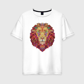 Женская футболка хлопок Oversize с принтом Lion Puzzle в городе Новоалтайск, 100% хлопок | свободный крой, круглый ворот, спущенный рукав, длина до линии бедер
 | animal | cat | lion | африка | животные | зверь | кот | кошка | лев | львенок | львица | тигр | хищник | царь