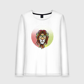 Женский лонгслив хлопок с принтом Reggae Lion в городе Новоалтайск, 100% хлопок |  | animal | cat | lion | reggae | африка | животные | зверь | кот | кошка | лев | львенок | львица | музыка | регги | тигр | хищник | царь | ямайка. jamaica